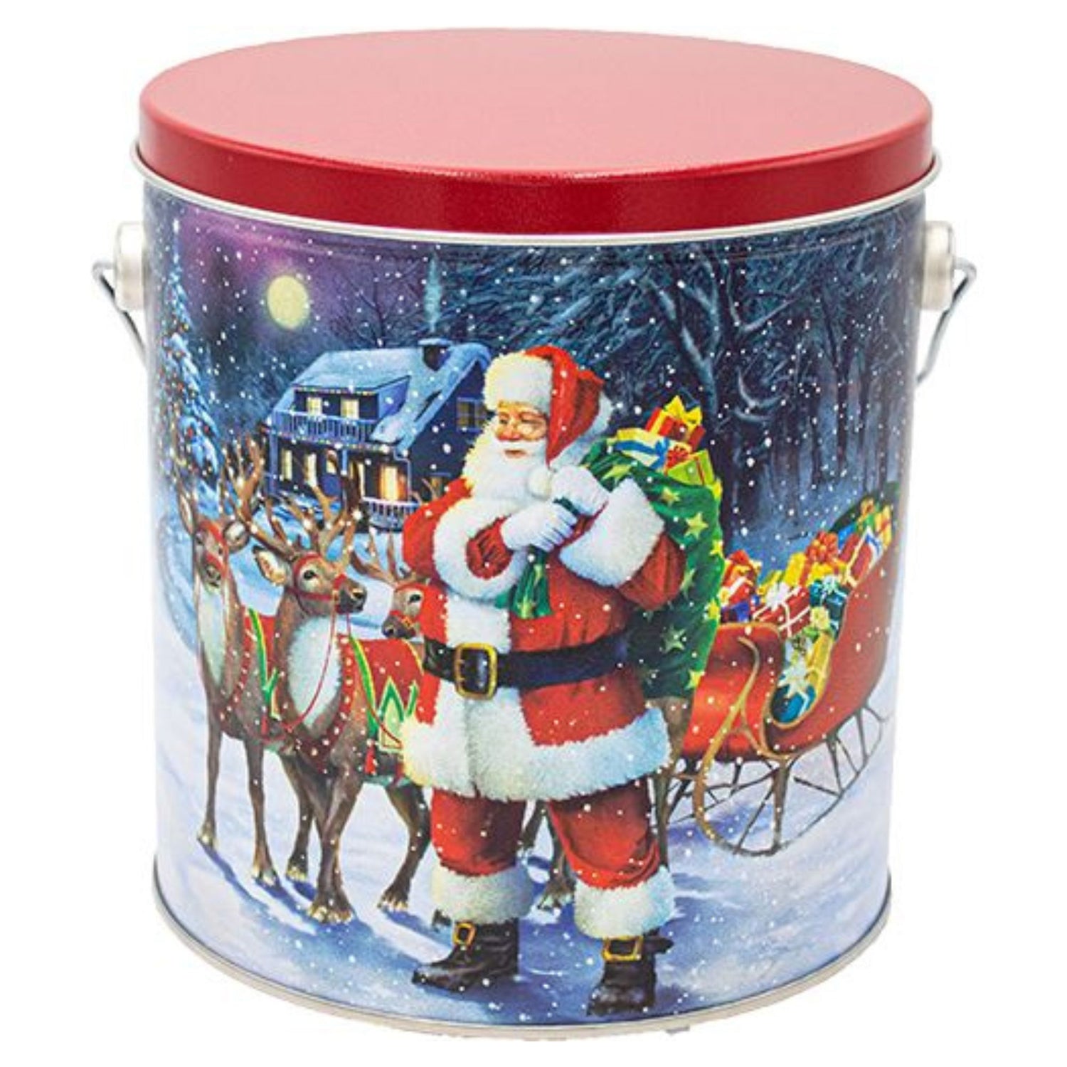 1 Gallon Santa with Reindeer-Free Shipping Holiday Tin Pops Corn