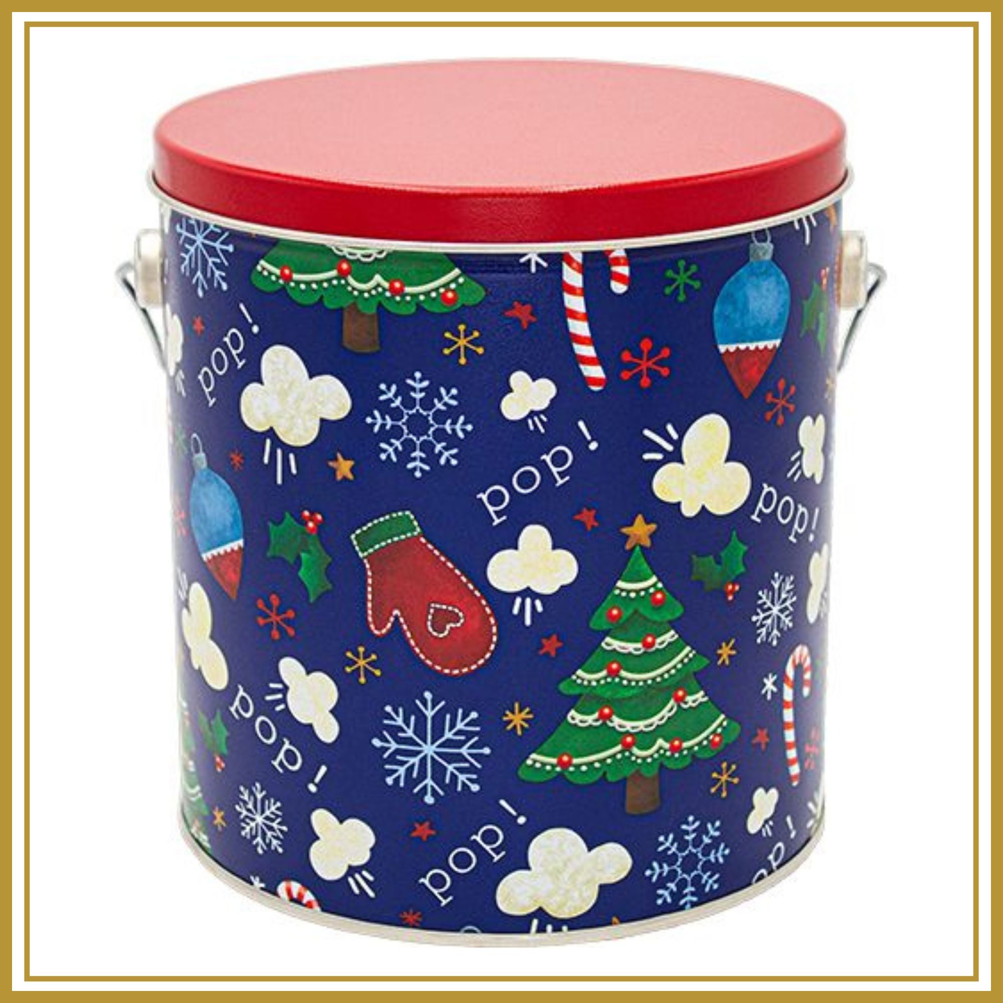 1 Gallon Pop Pop Pop Popcorn Tin | Free Shipping | Pops Cornยฎ Holiday Tin Pops Corn