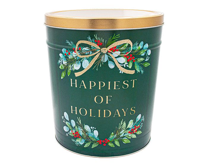 4 Gallon Happiest of Holidays Tin – Choose Up to 3 Flavors | Holiday Gift Tin | Free Shipping | Pops Corn® Father&
