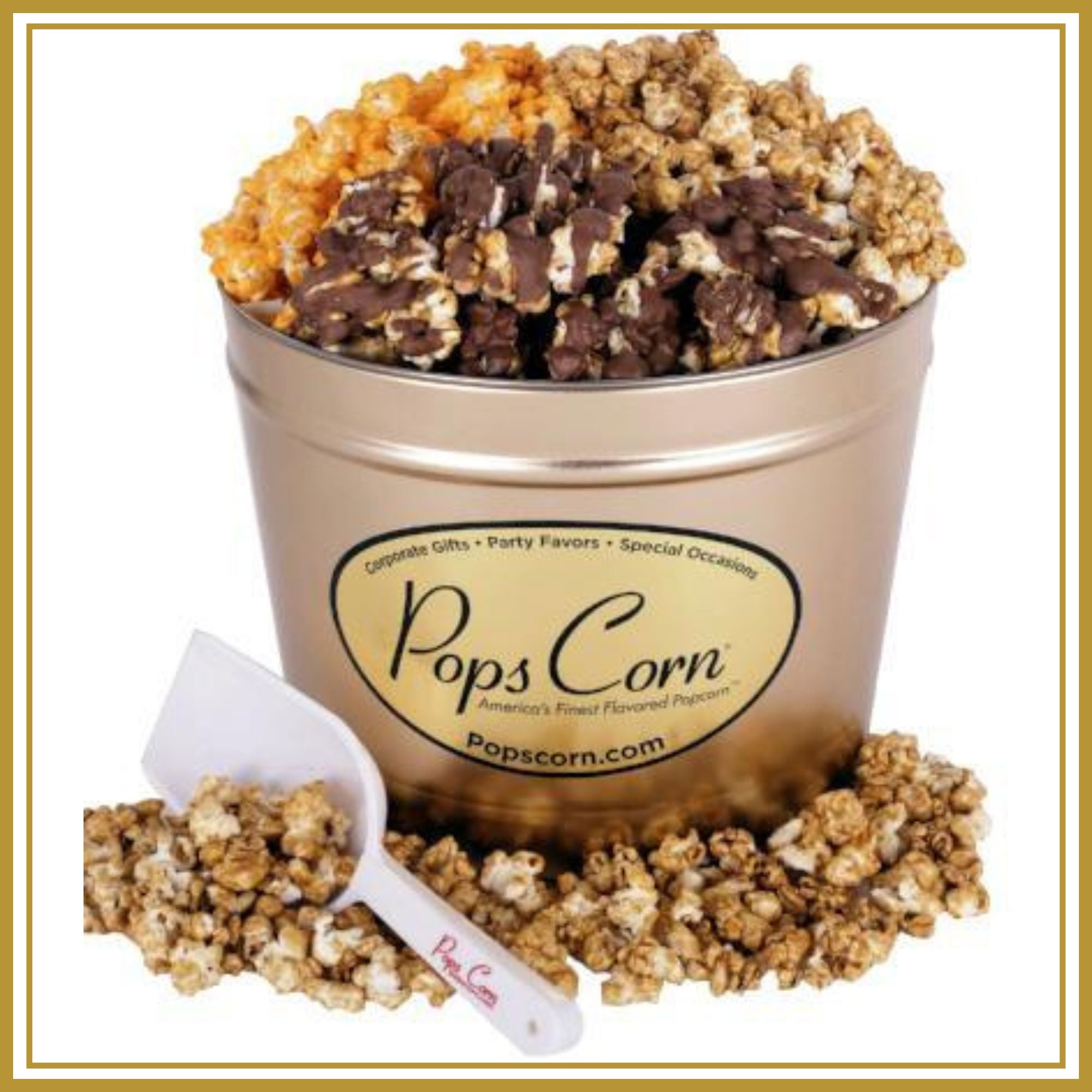 2 Gallon Gold Gourmet Tin -You choose any 3 Flavors! - Free Shipping Signature Tins Pops Corn
