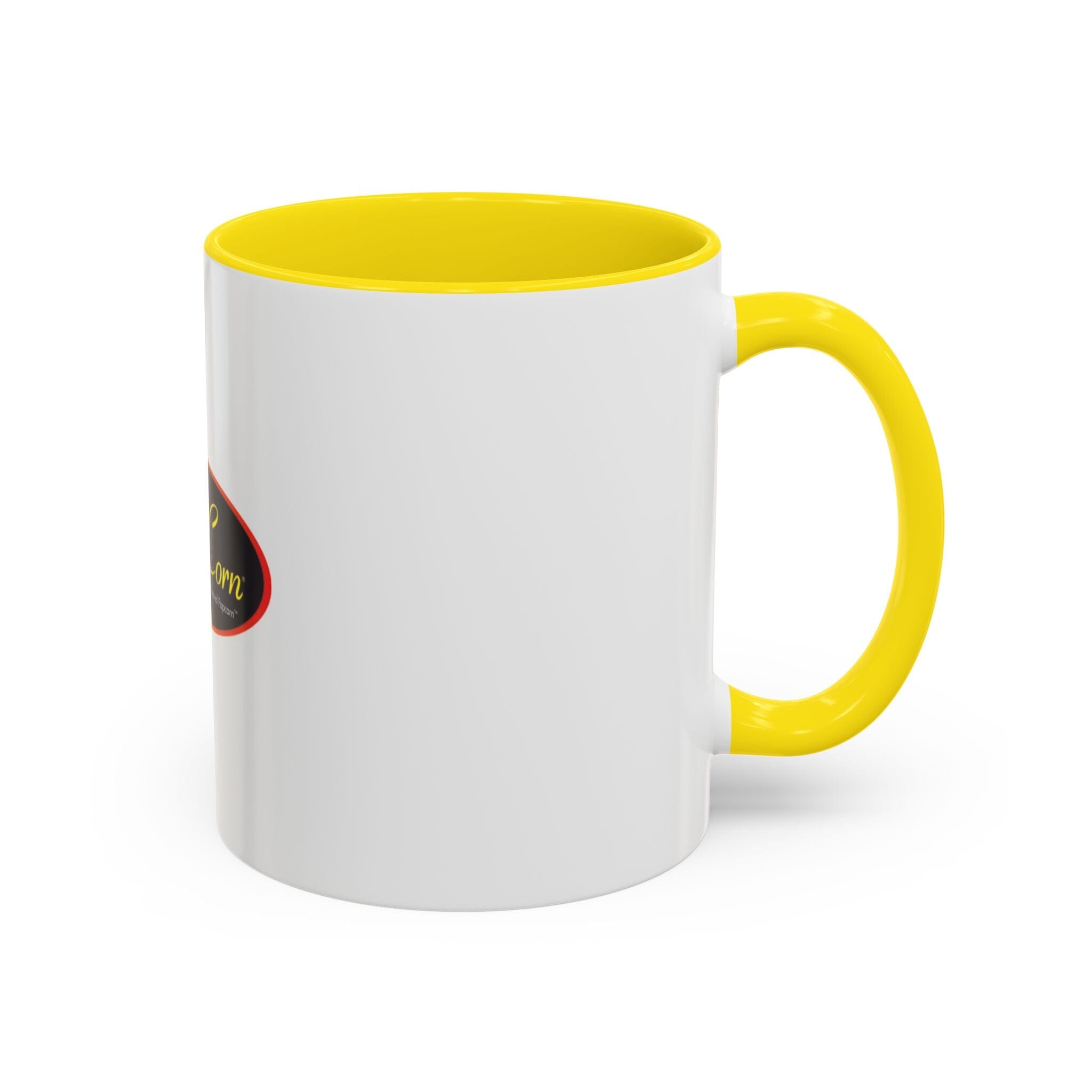 Pops Corn Logo Accent Coffee Mug — Branded Popcorn Shop Ceramic Mug (11/15 oz) Mug Printify