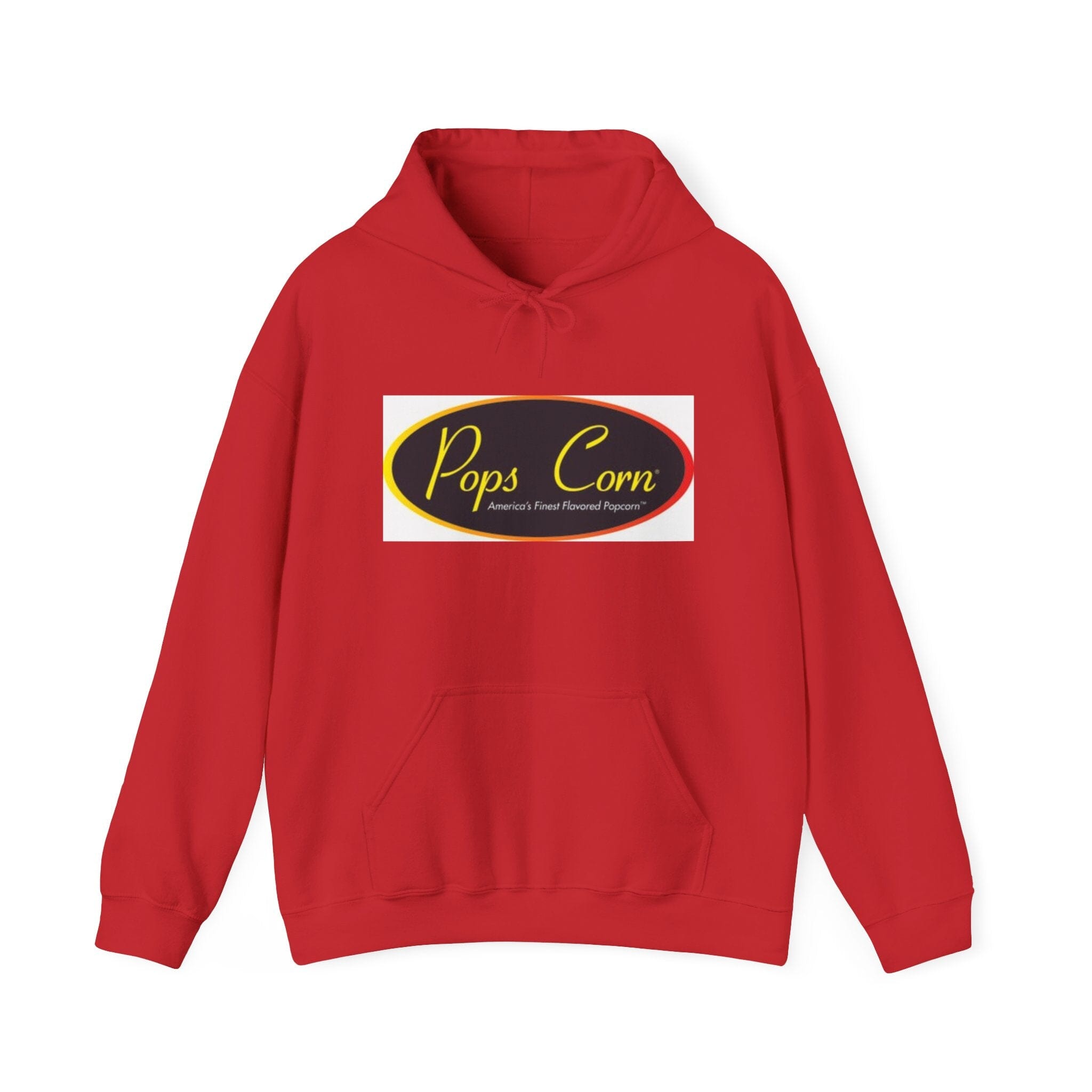 Pops Corn Logo Hoodie — Retro Movie Snack Popcorn Sweatshirt Hoodie Printify S Red