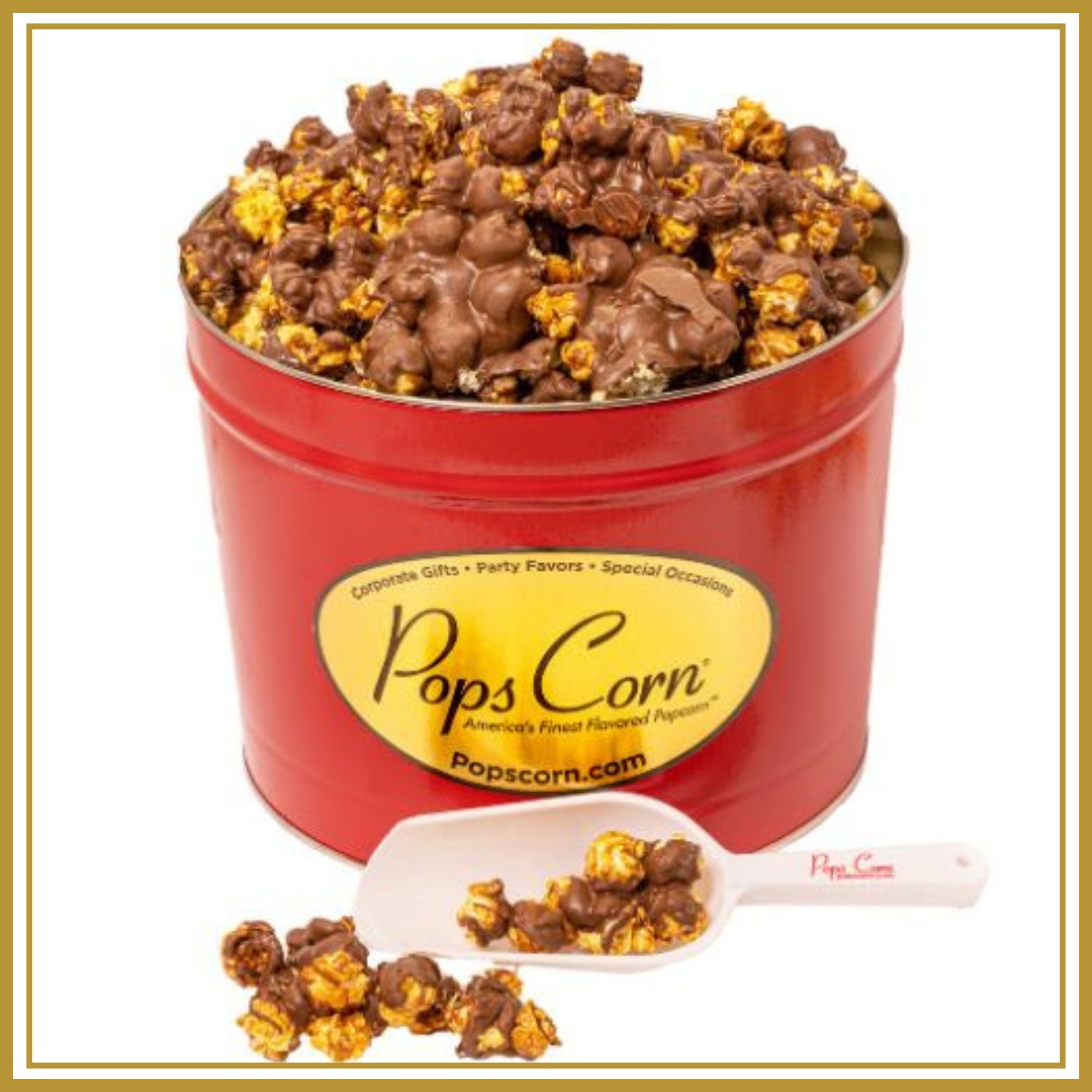 2 Gallon Red-All Chocolate Caramel!-Free Shipping Signature Tins Pops Corn