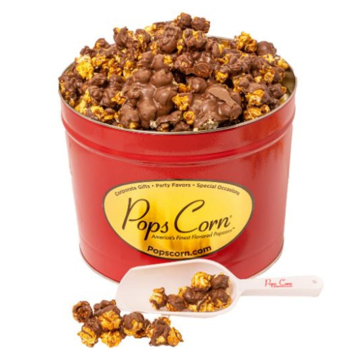2 Gallon Red-All Chocolate Caramel!-Free Shipping Signature Tins Pops Corn