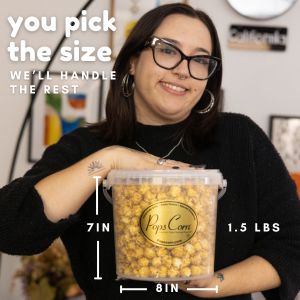 Gourmet Caramel Popcorn – 1.5 lb (24 oz) Container | Handmade Butter Caramel | Pops Corn® Buckets Pops Corn