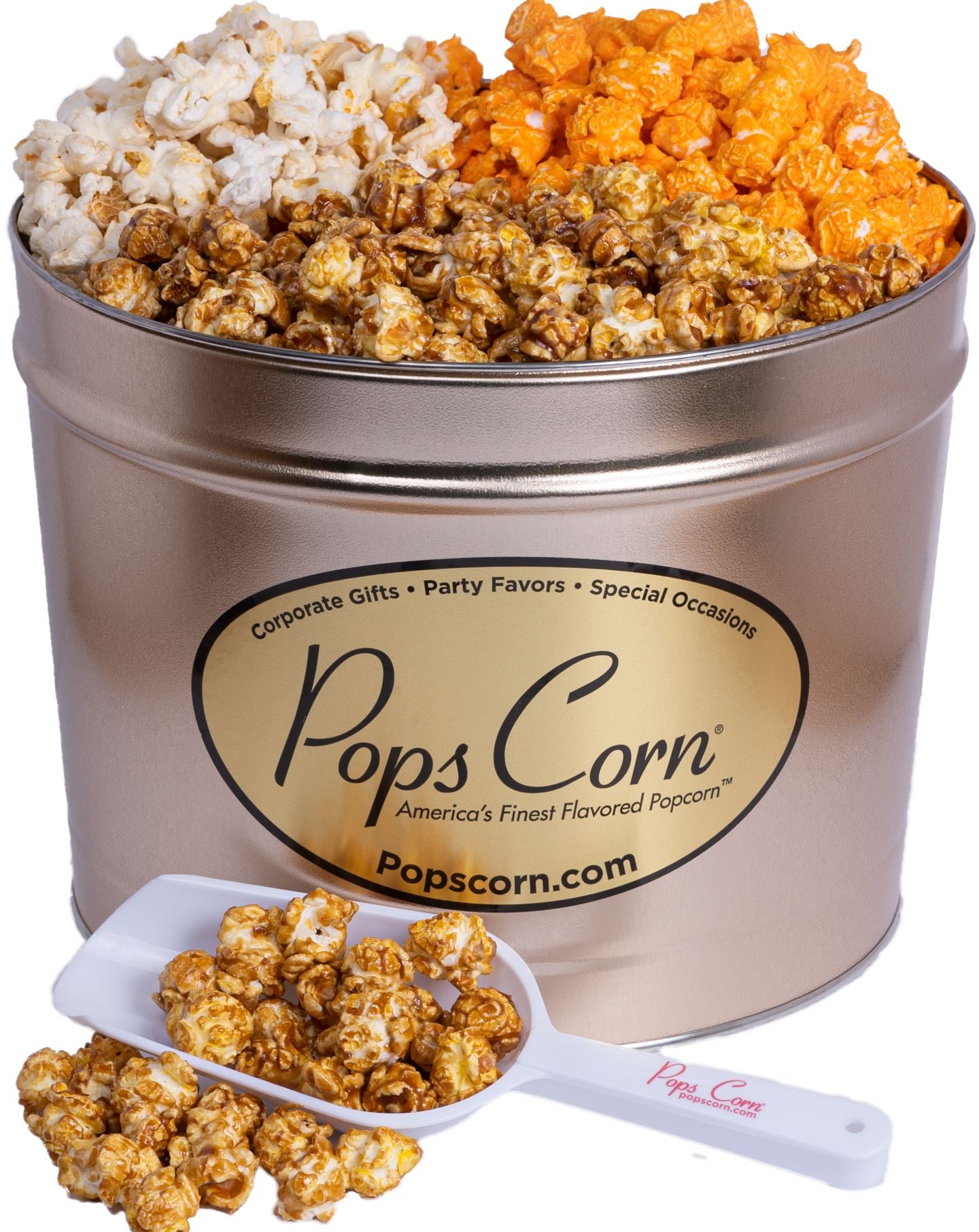 2 Gallon Gold-3 FLAVORS!-Free Shipping Signature Tins Pops Corn