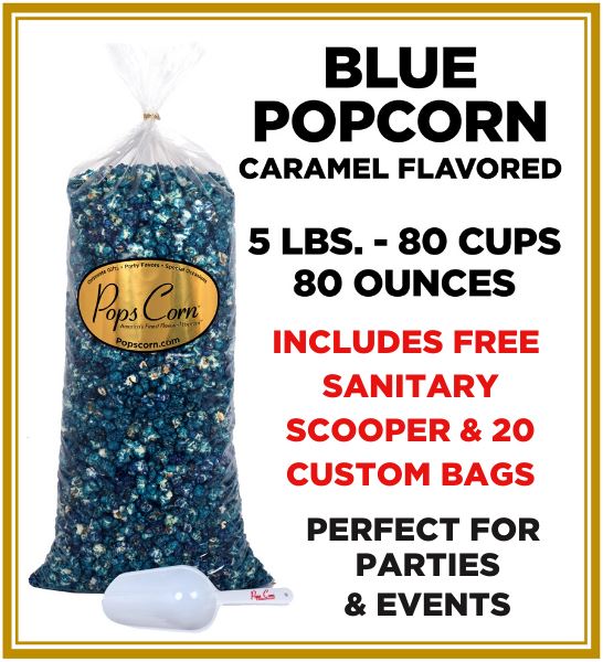 Blue Caramel and Blueberry Flavored Popcorn Party 5lb Bag | Pops Corn