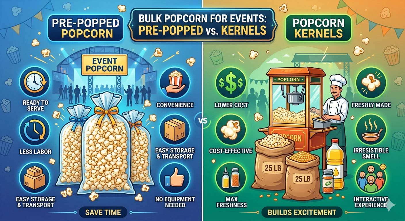 Bulk Popcorn for Events: Pre-Popped vs. Kernels