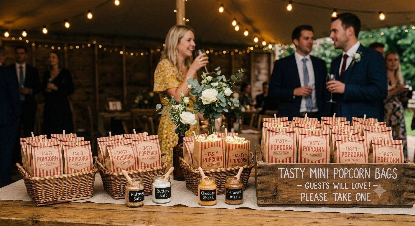 The Ultimate Wedding Favor: Cute & Tasty Mini Popcorn Bags Guests Will Love