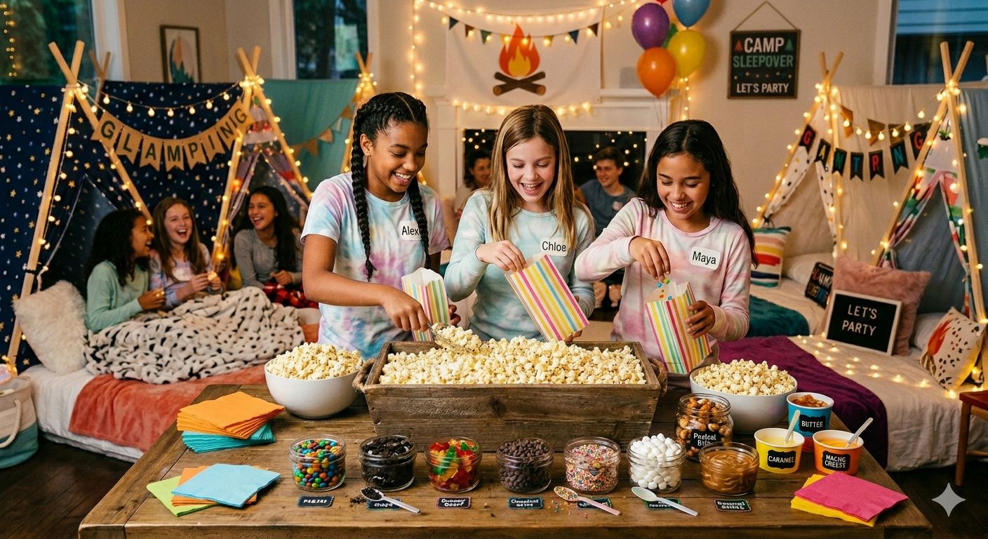 The Ultimate Sleepover & 'Glamping' Bulk Popcorn Bar Guide for Kids and Teens