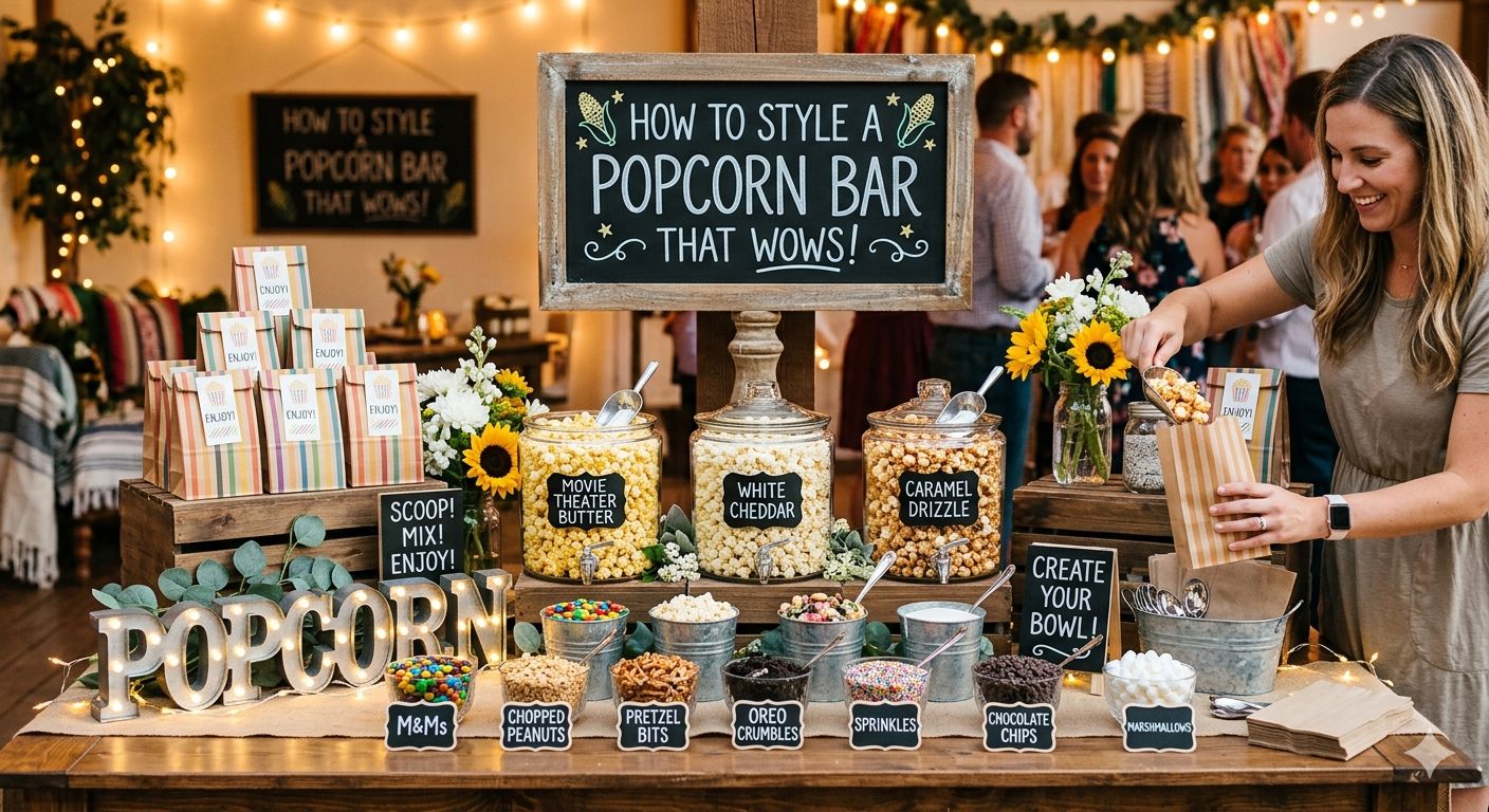 From Bulk Popcorn Bag to Beautiful Display: How to Style a Popcorn Bar That Wows