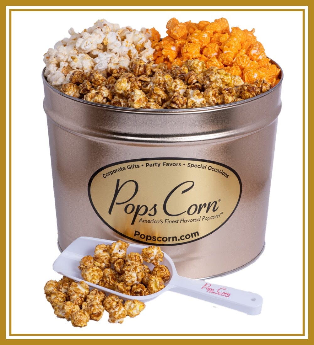 2 Gallon Gold Gourmet Tin -You choose any 3 Flavors! - Free Shipping Signature Tins Pops Corn 