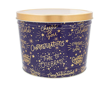 2 Gallon Congratulations Tin | Holiday &amp; Corporate Popcorn Gift | Pops Corn Signature Tins Pops Corn 