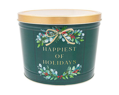 2 Gallon Happiest of Holidays Tin | Holiday &amp; Corporate Popcorn Gift | Pops Corn Signature Tins Pops Corn 