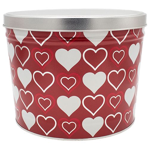 2 Gallon Hearts Popcorn Tin – Choose Up to 3 Flavors | Chocolate Caramel Gourmet Popcorn | Free Shipping | Pops Corn® Valentine&