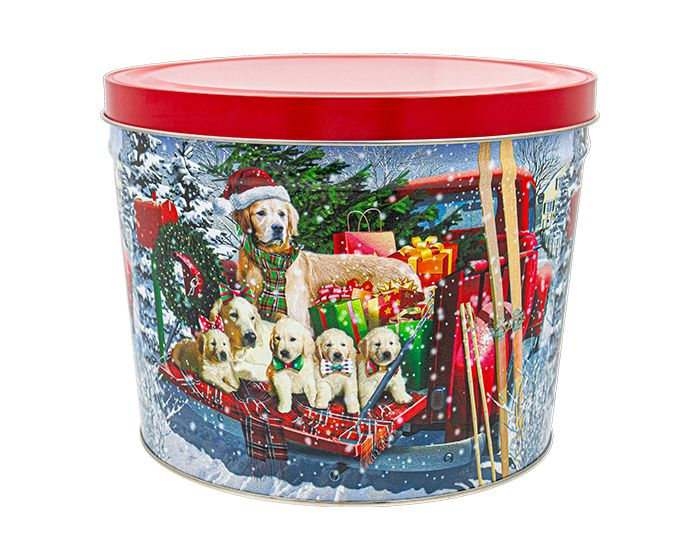 2 Gallon Red Truck Pups Tin | Gourmet Holiday Popcorn Gift | Pops Corn Signature Tins vendor-unknown 