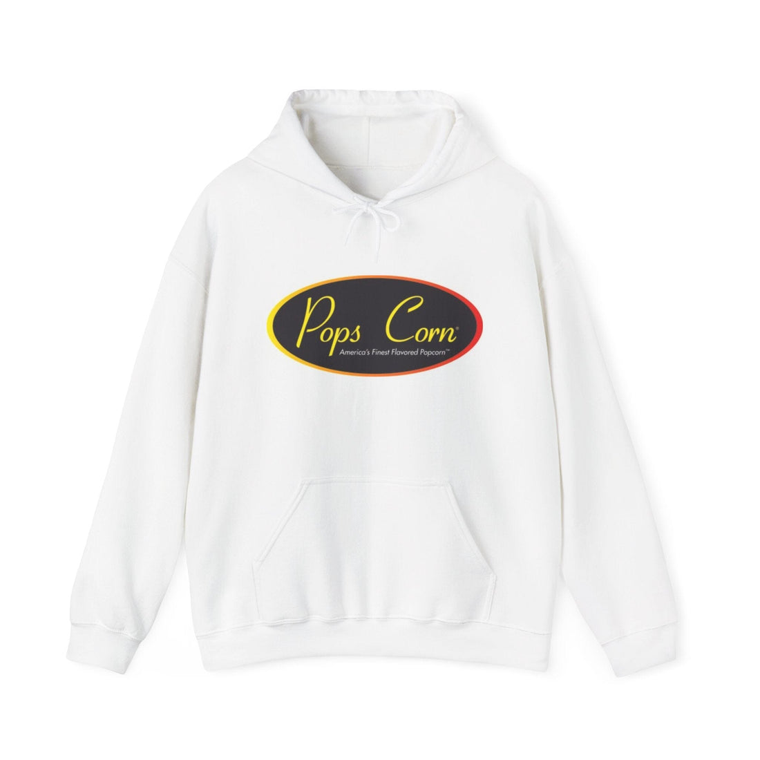 Pops Corn Logo Hoodie — Retro Movie Snack Popcorn Sweatshirt Hoodie Printify S White 