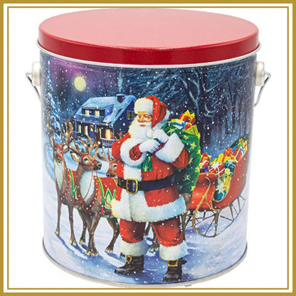 1 Gallon Santa with Reindeer-Free Shipping Holiday Tin Pops Corn 
