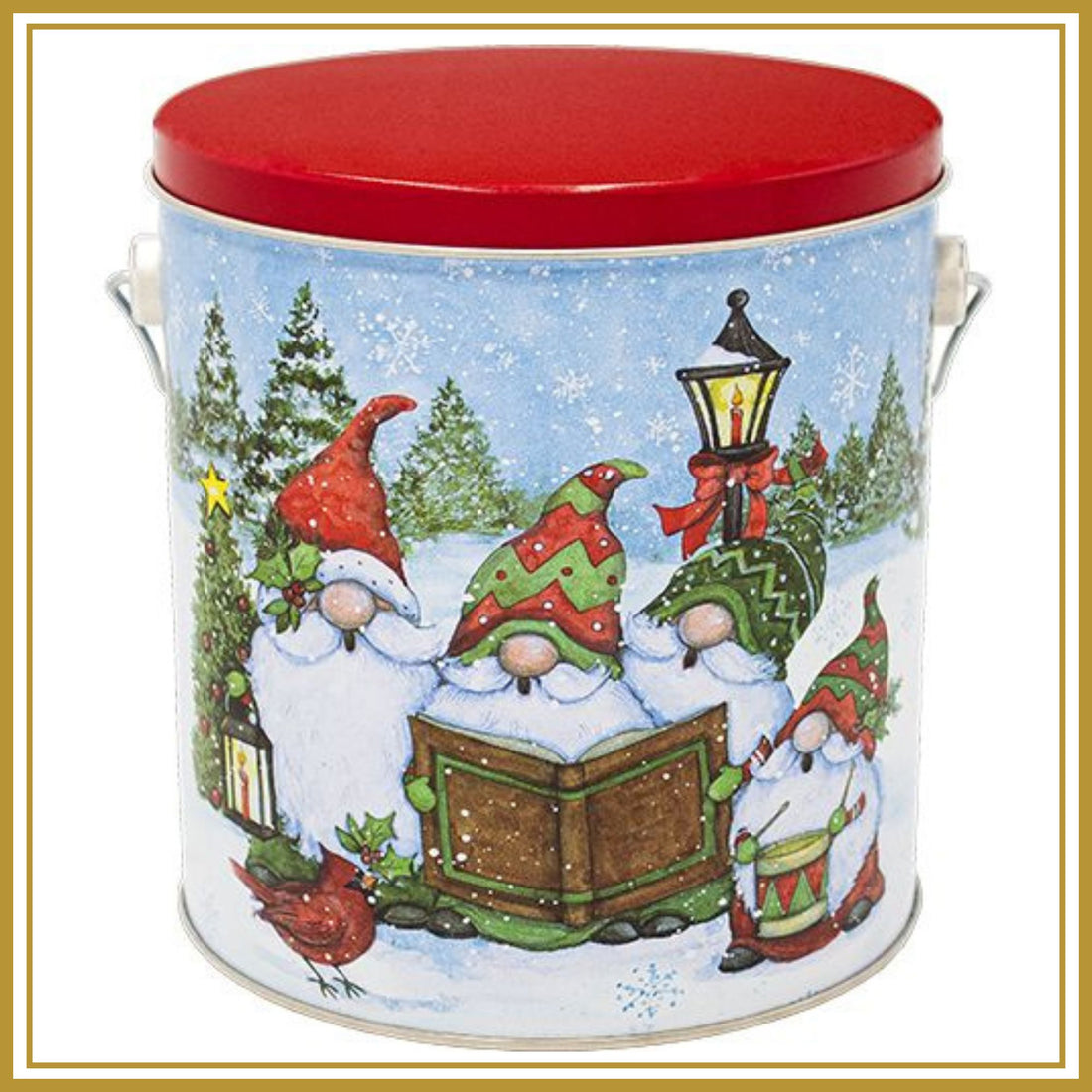 1 Gallon Festive Gnomes Popcorn Tin – Choose Up to 3 Flavors | Holiday Gift Tin | Free Shipping | Pops Corn® Holiday Tin Pops Corn 