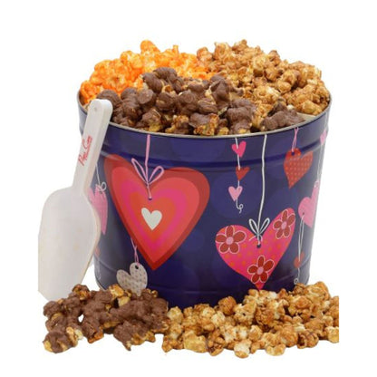 Two Gallon Hearts-Choose Any 3 Flavors. Chocolate Caramel Popcorn! Valentine&
