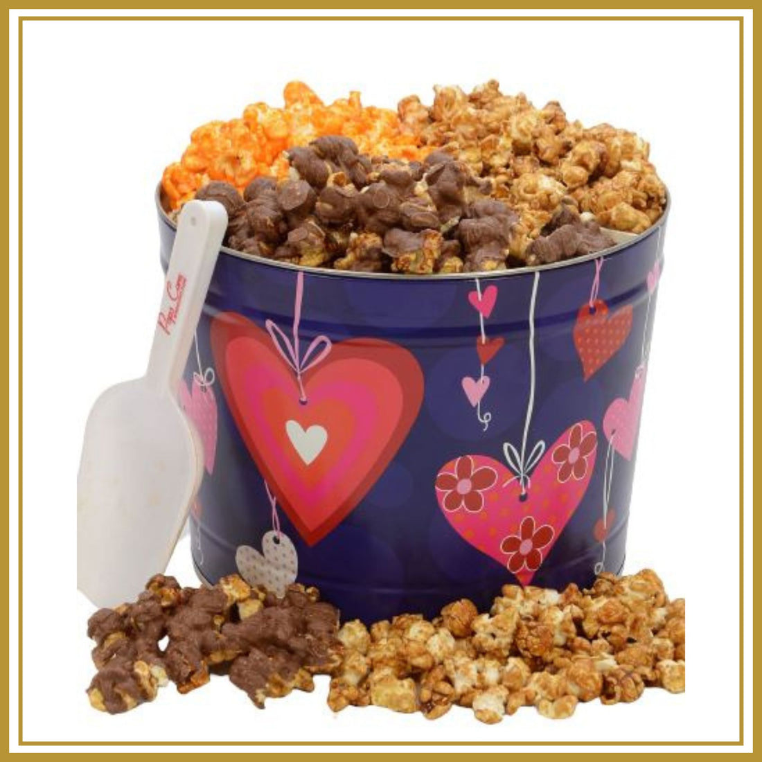 Two Gallon Hearts-Choose Any 3 Flavors. Chocolate Caramel Popcorn! Valentine&