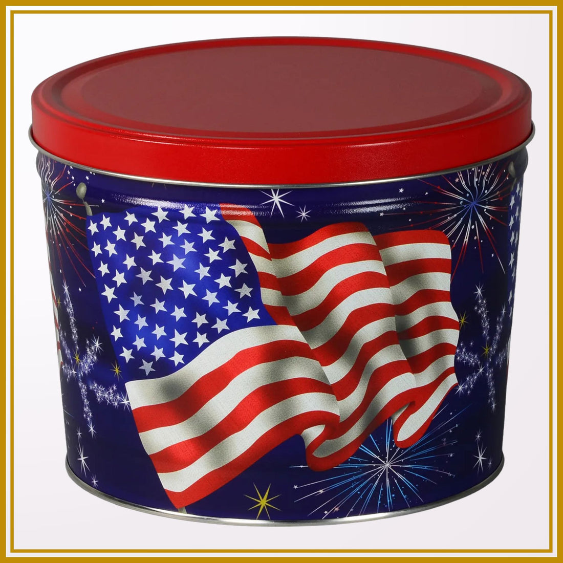 2 Gallon American Flag Signature Tins Pops Corn 