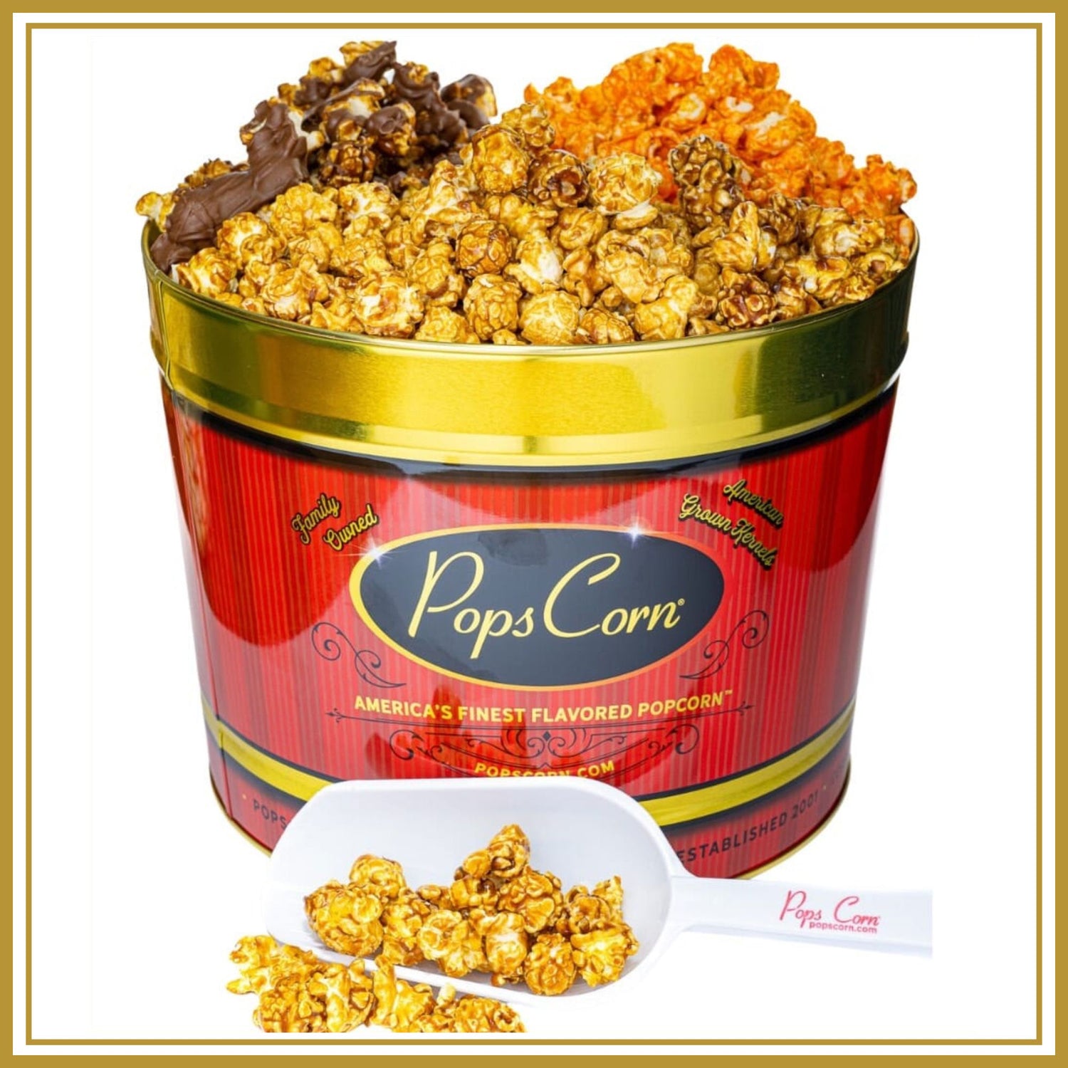 Large 2 Gallon Pops Corn Gourmet Tin -You choose any 3 Flavors! - Free Shipping Valentine&
