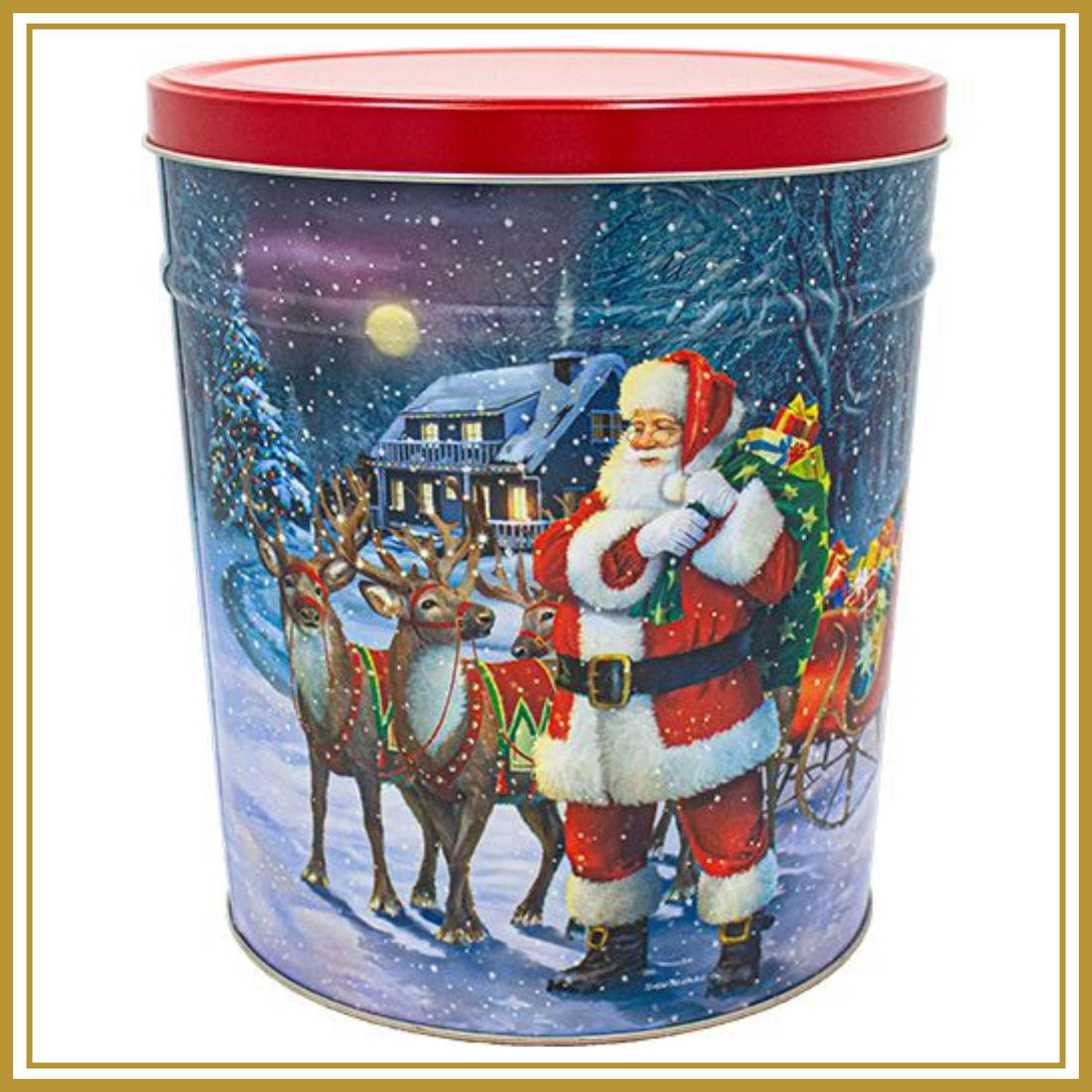 4 Gallon Santa Popcorn Tin – Choose Up to 3 Flavors | Holiday Gift Tin | Free Shipping | Pops Corn® Father&