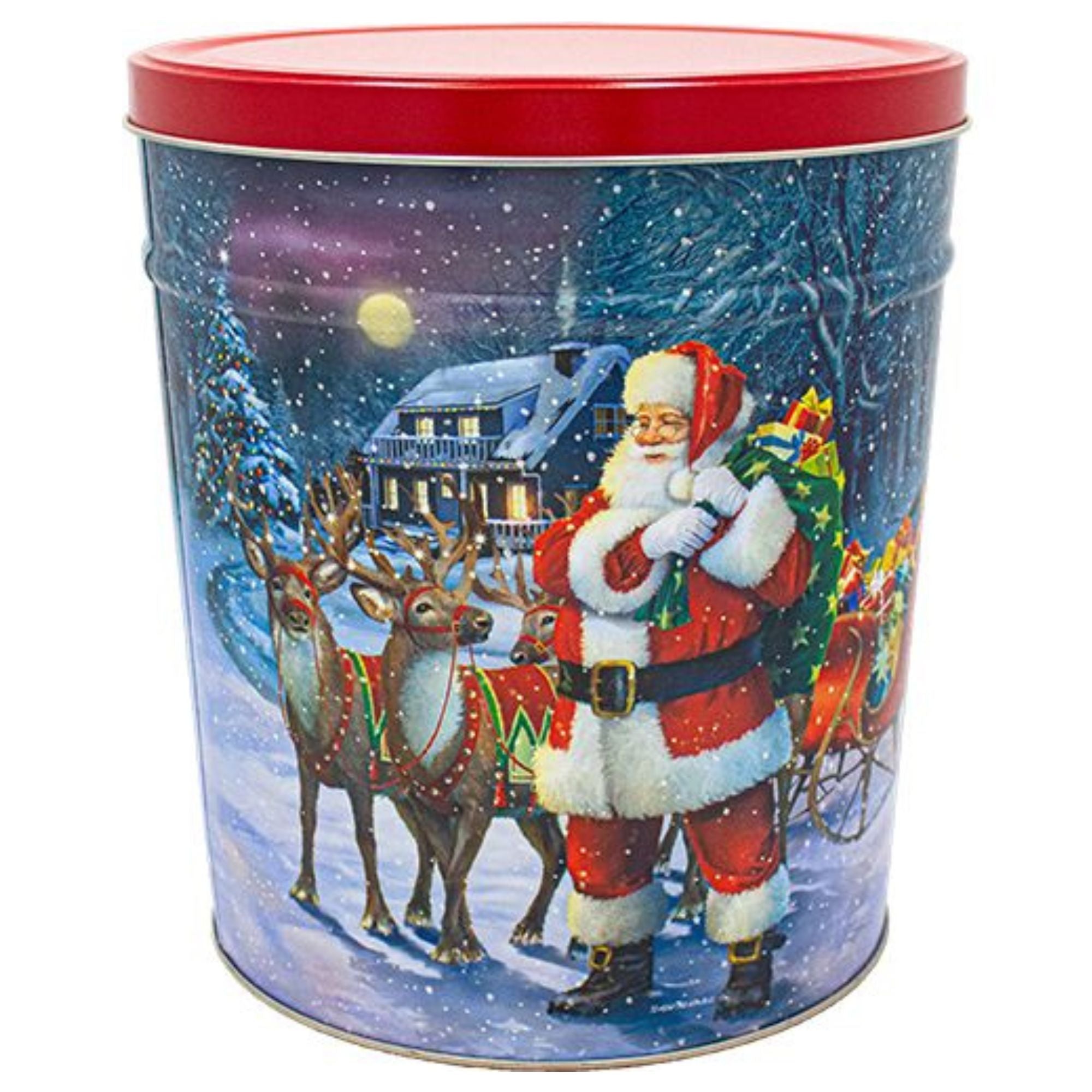 4 Gallon Santa Popcorn Tin – Choose Up to 3 Flavors | Holiday Gift Tin | Free Shipping | Pops Corn® Father&