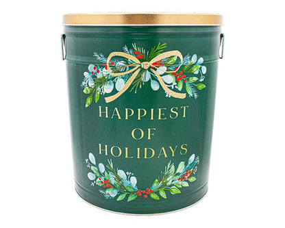 6 Gallon Happiest of Holidays Tin-Free Shipping Holiday Tin vendor-unknown 