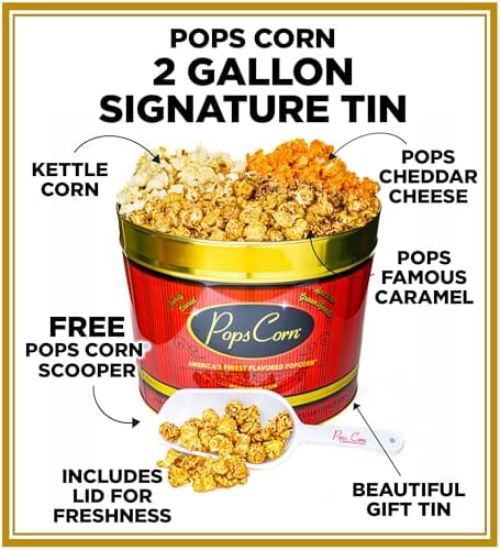 2 Gallon Pops Corn Tin-3 FLAVORS!-Free Shipping Valentine&