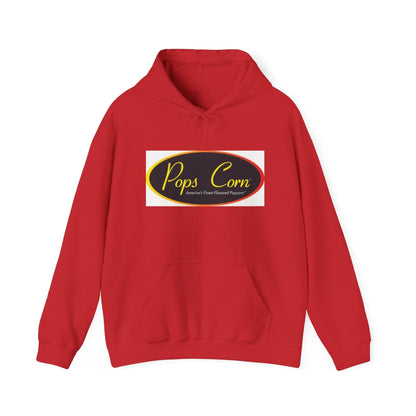 Pops Corn Logo Hoodie — Retro Movie Snack Popcorn Sweatshirt Hoodie Printify S Red 