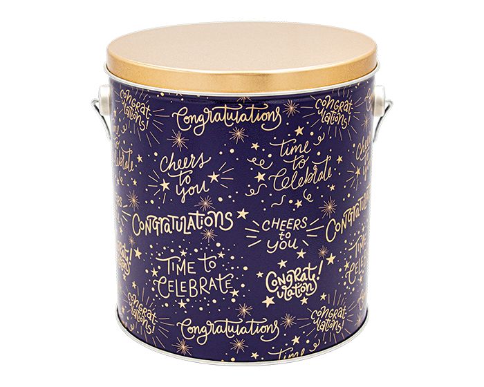 1 Gallon Congratulations Tin | Free Shipping | Pops Corn® Holiday Tin Pops Corn 