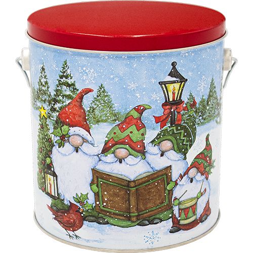 1 Gallon Festive Gnomes-Free Shipping Holiday Tin Pops Corn