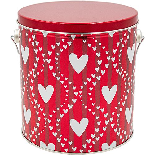 1 Gallon Hearts Popcorn Tin – Choose Up to 3 Flavors | Gourmet Gift Tin | Free Shipping | Pops Corn® Valentine&