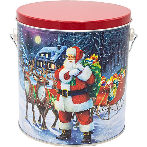 1 Gallon Santa with Reindeer-Free Shipping Holiday Tin Pops Corn 
