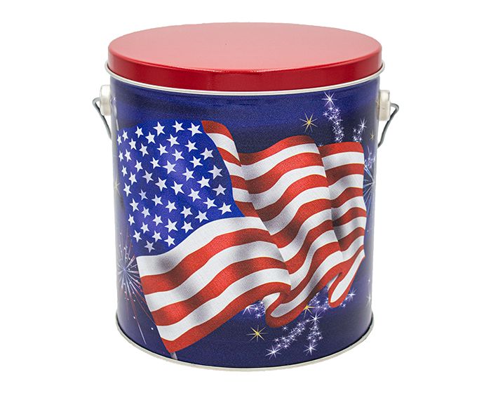 1 Gallon American Flag Signature Tins Pops Corn 