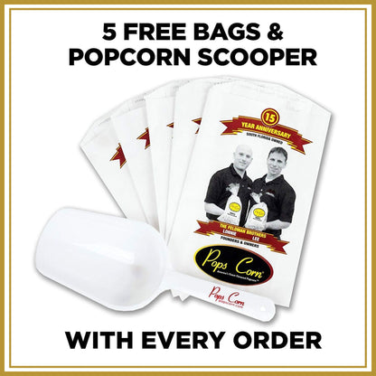 5 Bags &amp; Scooper Popcorn Supplies Pops Corn 