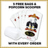 5 Bags & Scooper Popcorn Supplies Pops Corn 