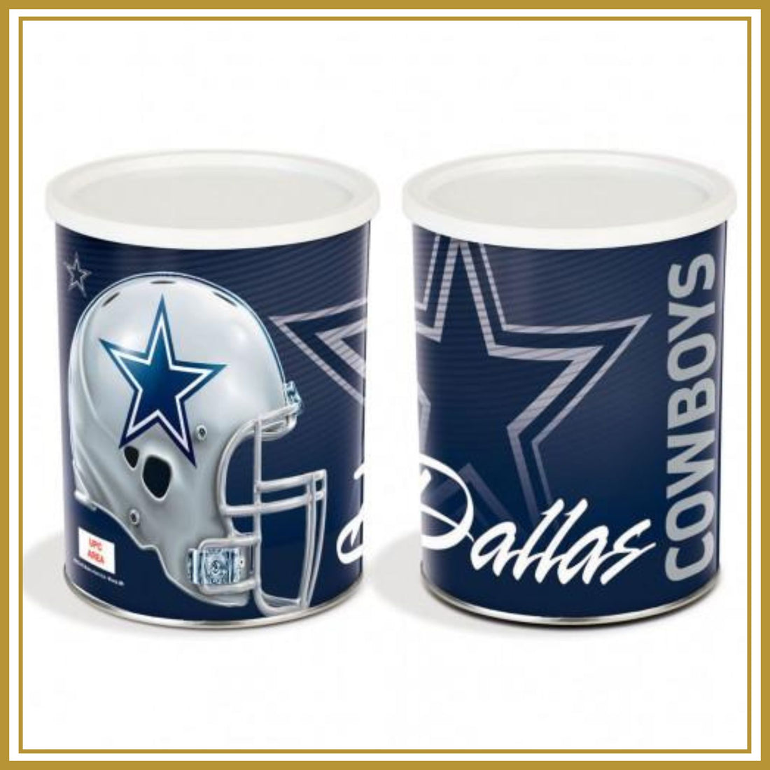 Dallas Cowboys One Gallon-Free Shipping Sports Popcorn Tin Pops Corn 