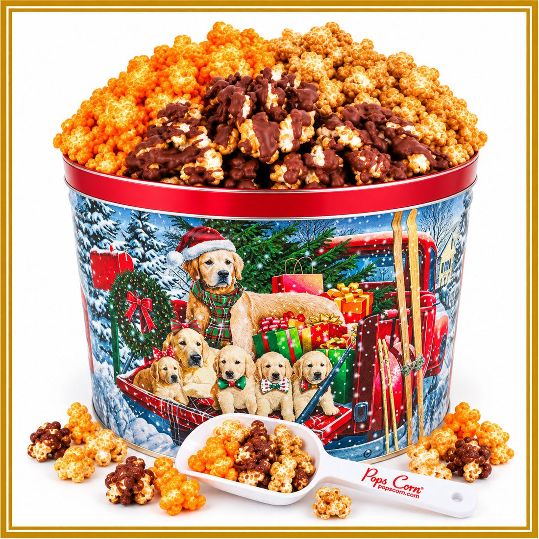 2 Gallon Red Truck Pups Tin | Gourmet Holiday Popcorn Gift | Pops Corn Signature Tins vendor-unknown 