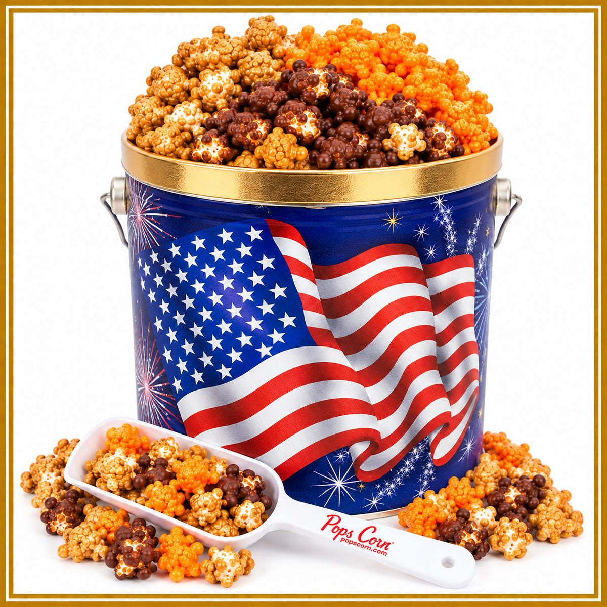 1 Gallon American Flag Signature Tins Pops Corn 