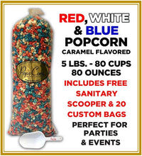 Load image into Gallery viewer, Red, White, Blue Pops Bulk Popcorn Bags. Made fresh to order! ?✔ Pops Corn 