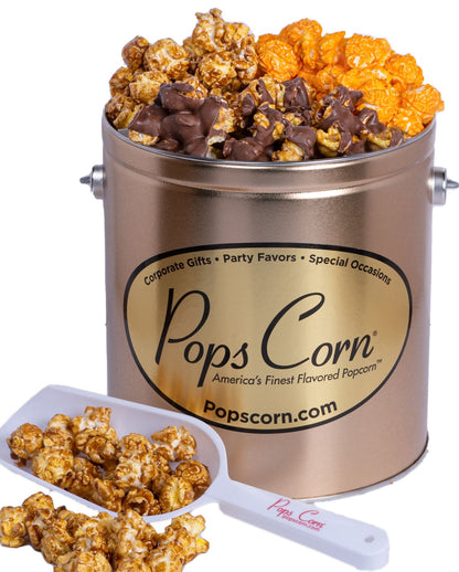 1 Gallon Signature Gold Tins-Free Shipping-100% Money Back Guarantee. Signature Tins Pops Corn 