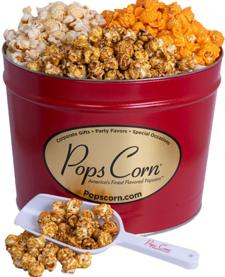 2 Gallon Red-3 FLAVORS!-Free Shipping Valentine's Day Tins Pops Corn 