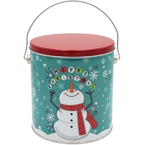 1 Gallon Cheery Snowman-Free Shipping Holiday Tin Pops Corn 